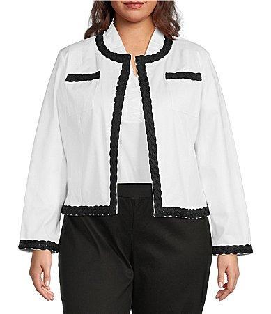 Womens Braided Cotton-Blend Crop Jacket Product Image