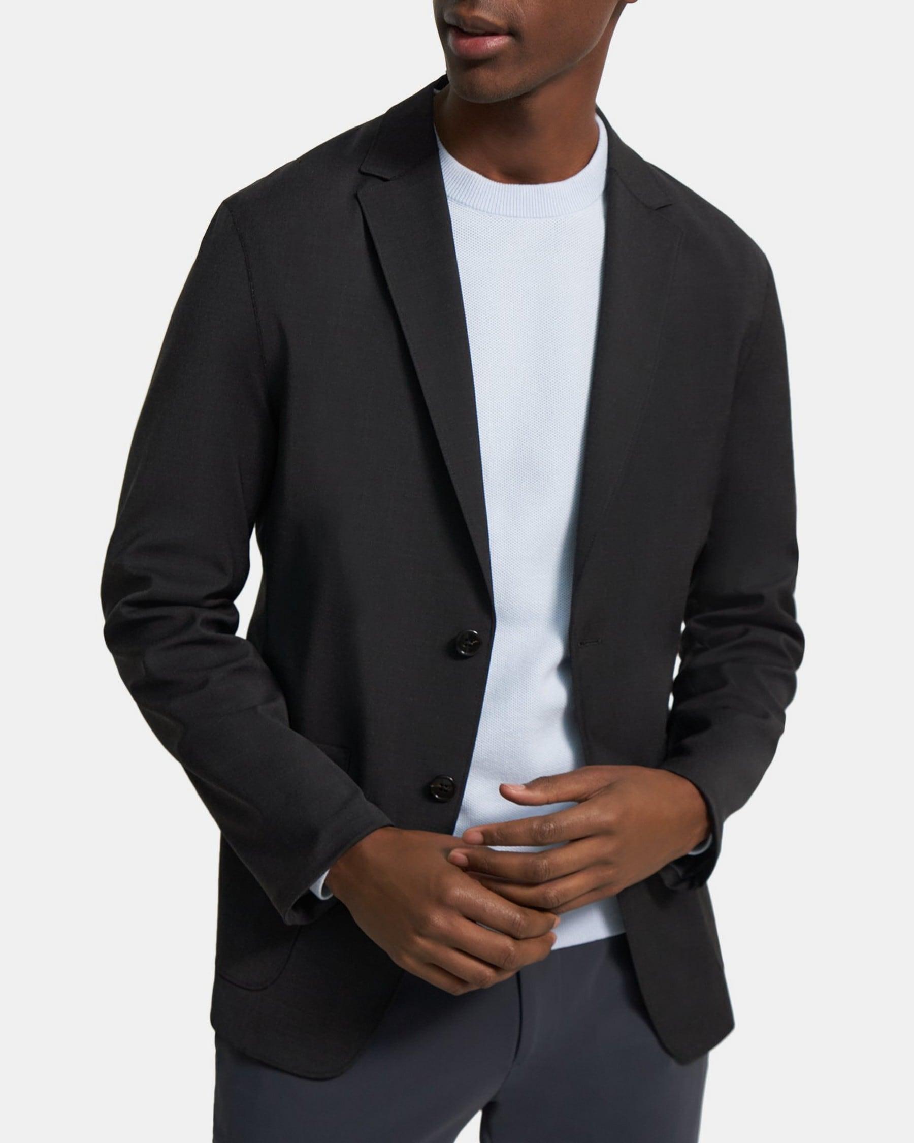 Unstructured Suit Jacket in Bonded Wool Twill Product Image