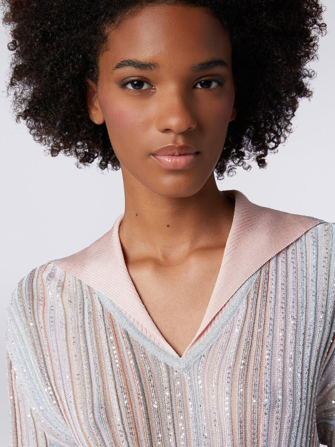 Long-sleeved vertical striped top with sequins Multicoloured | Missoni Product Image