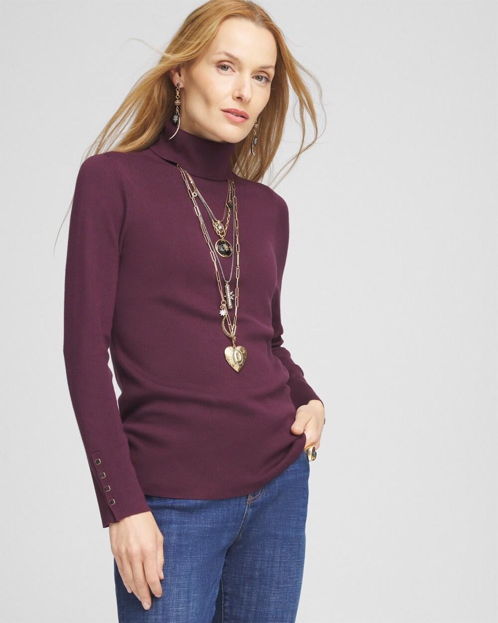 Women's Ecovero Button Cuff Turtleneck Sweater Product Image