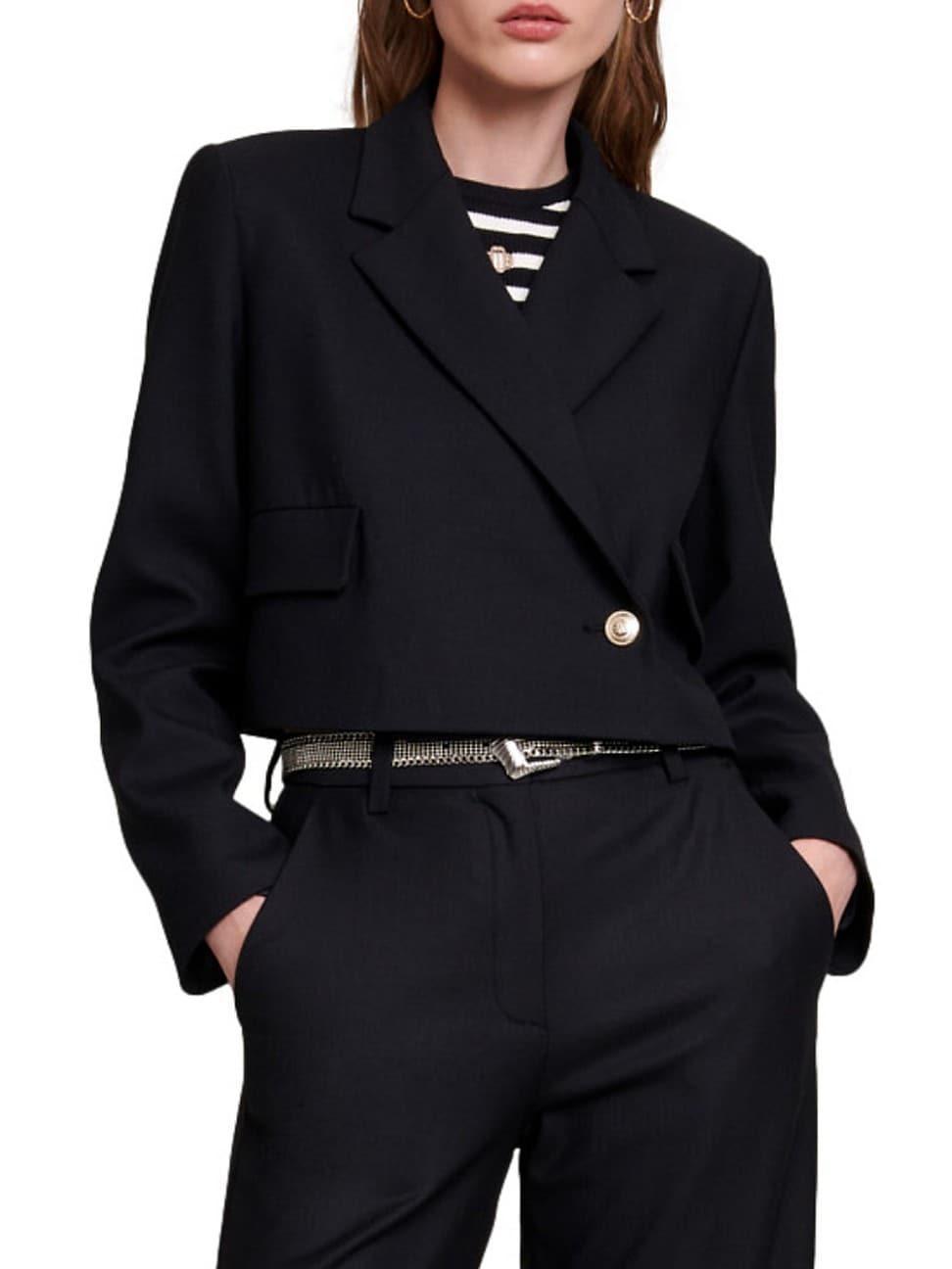 maje Double Breasted Straight Cut Crop Jacket Product Image