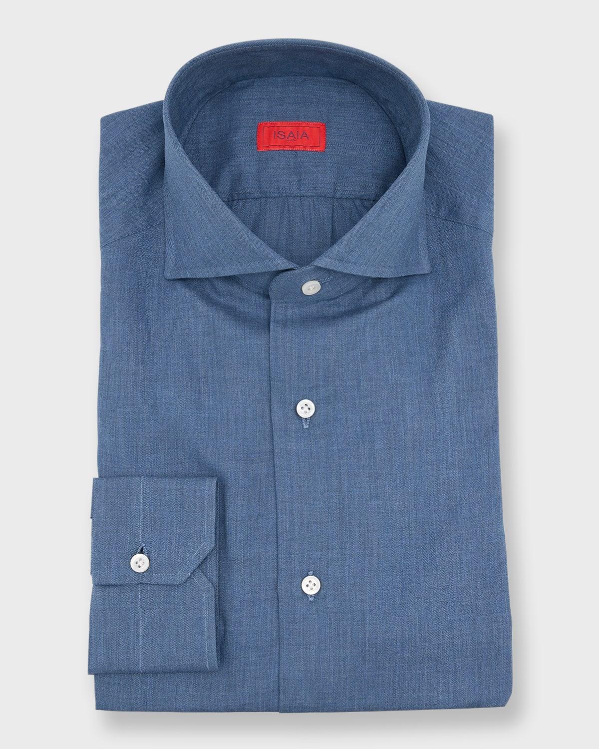 Mens Solid Chambray Sport Shirt Product Image