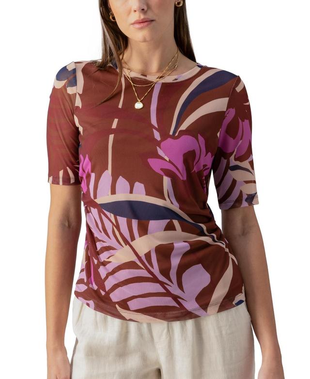 Sanctuary Womens Perfect Printed Mesh Elbow-Sleeve Top Product Image