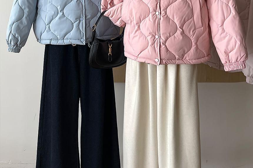 Plain Quilted Button Jacket Product Image