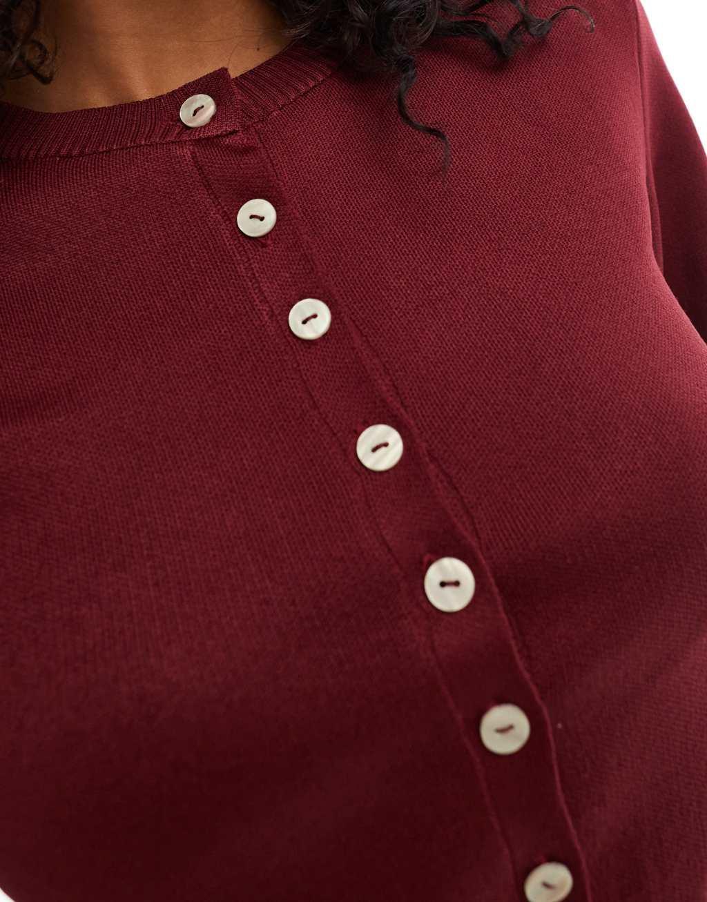 ASOS DESIGN compact stitch cardigan in burgundy Product Image