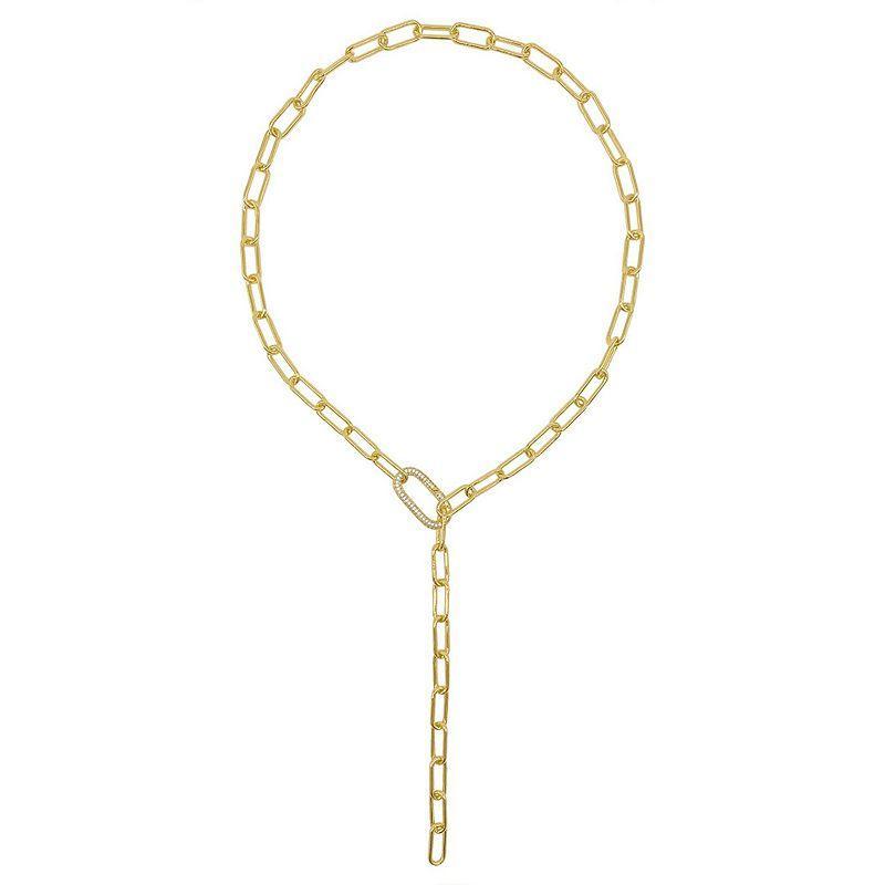 Adornia Womens 14K Gold-Tone Plated Y-Shaped Lariat Crystal Lock Necklace Product Image