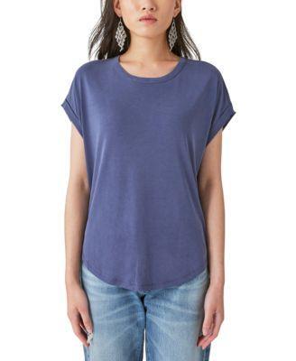 Lucky Brand Short Sleeve Sandwash Dolman Tee (Shell ) Women's Clothing Product Image