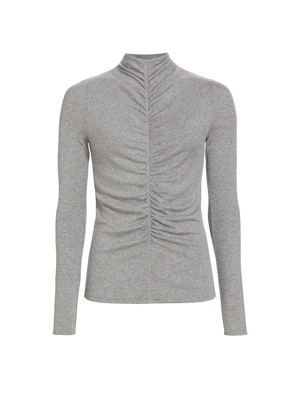 Veronica Beard Theresa Ruched Funnel Neck Top Product Image