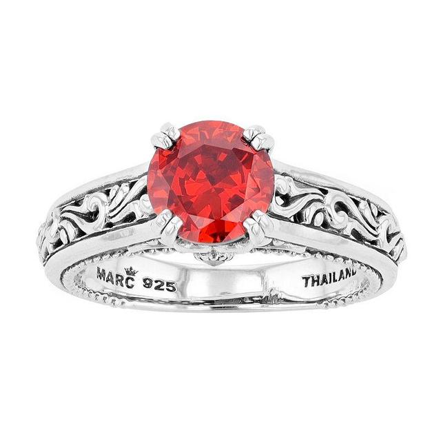 Lavish by TJM Sterling Silver Garnet Cubic Zirconia & Marcasite Ring, Womens Red Product Image