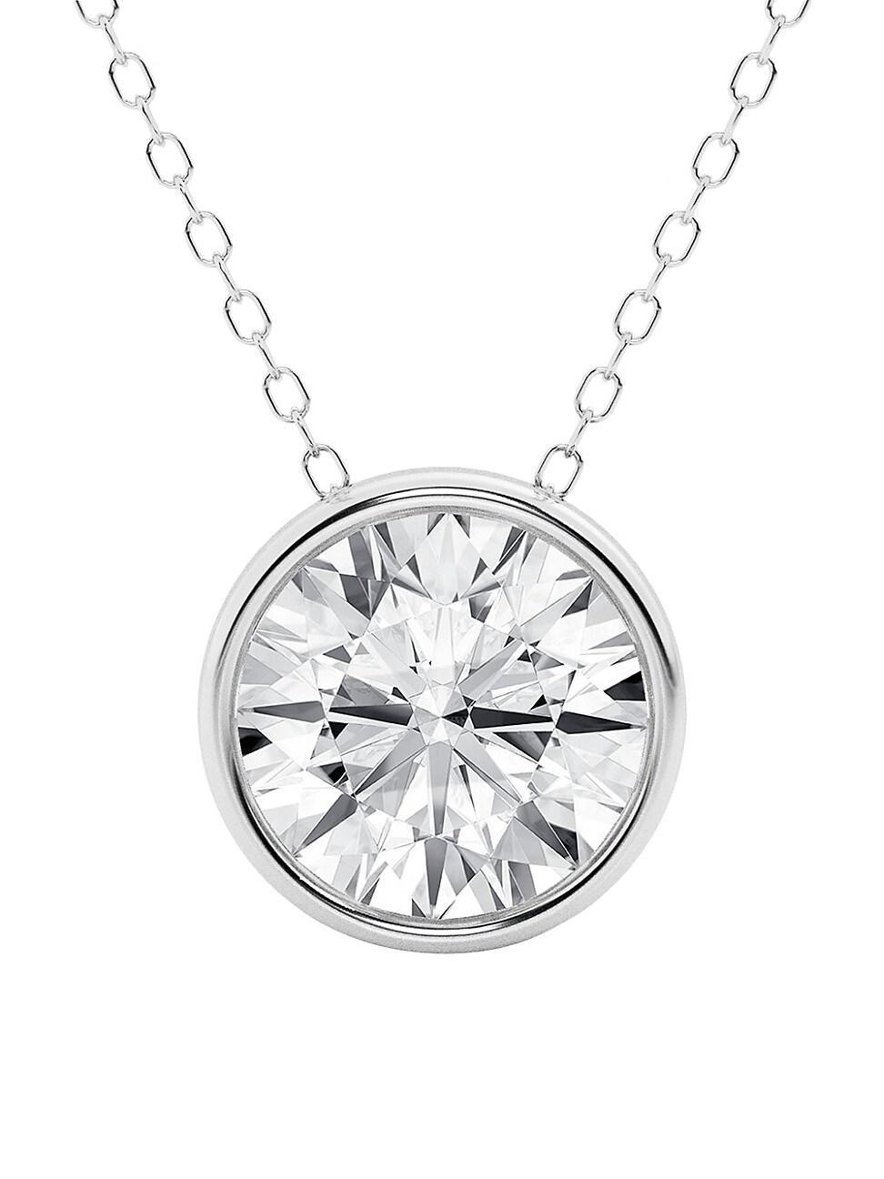 Womens 14K Gold & Round Lab-Grown Diamond Solitaire Pendant Necklace Product Image