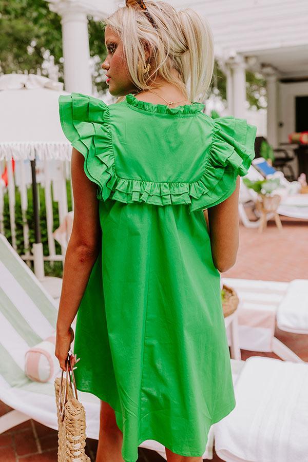 Pretty Chic Ruffle Mini Dress in Kelly Green Product Image