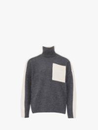 DUAL TONE - PATCH POCKET TURTLENECK SWEATER in grey | JW Anderson US  Product Image