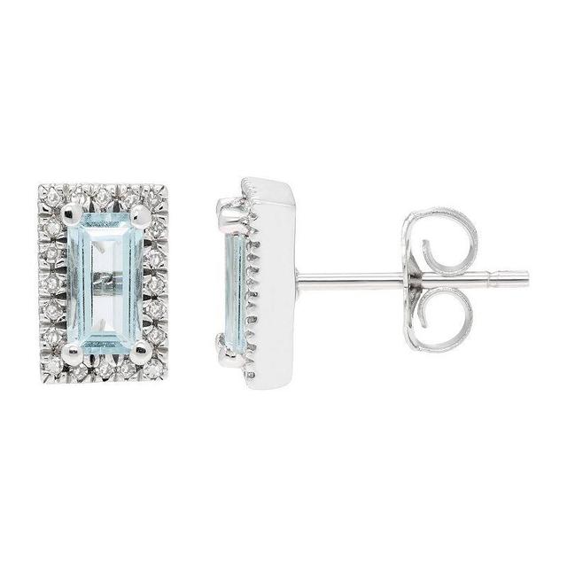 The Regal Collection 14k White Gold Aquamarine & Diamond Accent Earrings, Womens, Blue Product Image