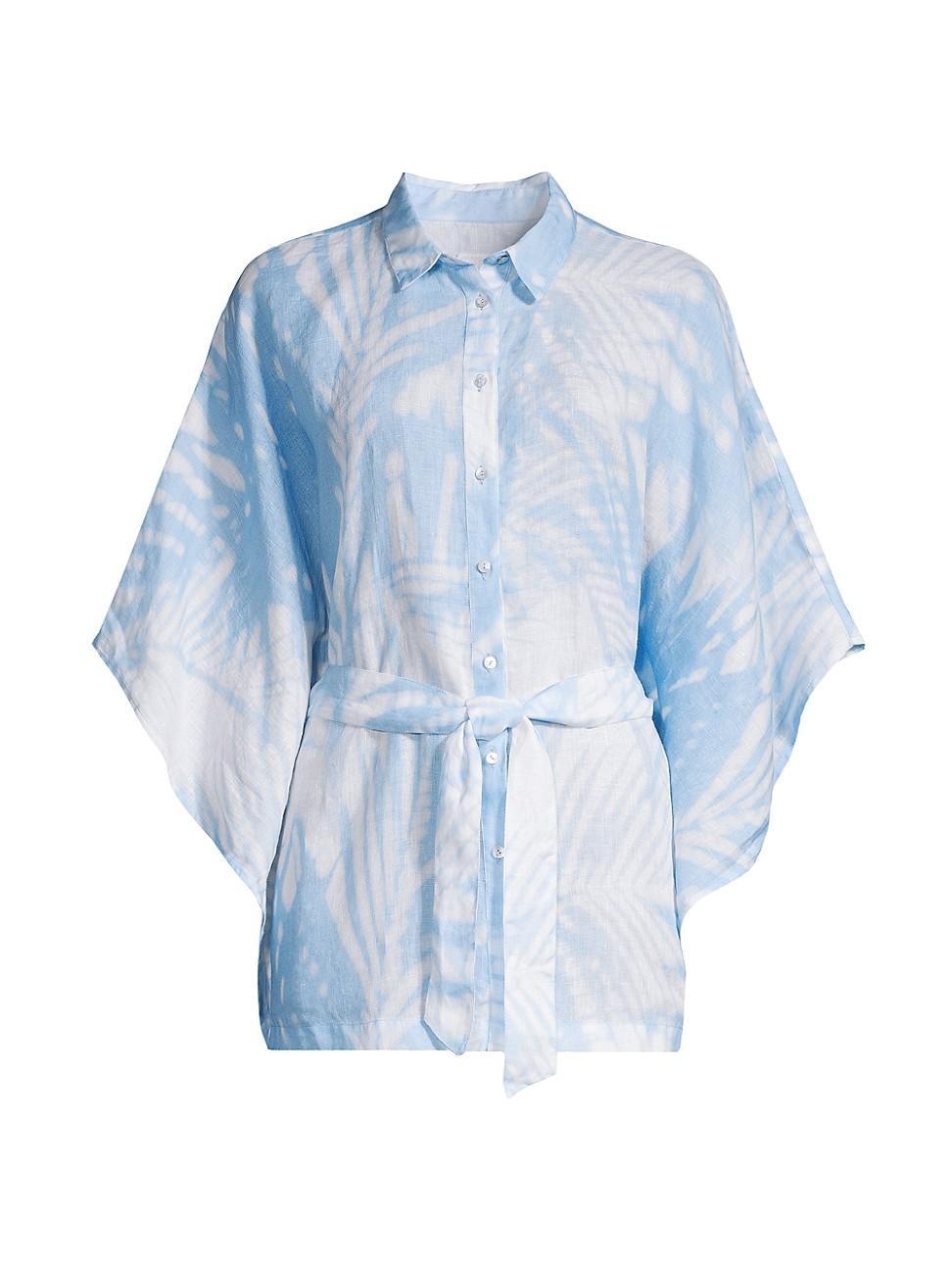 Womens Acid-Washed Linen Shirt Product Image