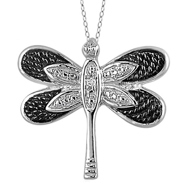 Womens Sterling Silver Accent Round-Cut White Diamond Pave Set Butterfly Pendant - White18) Product Image