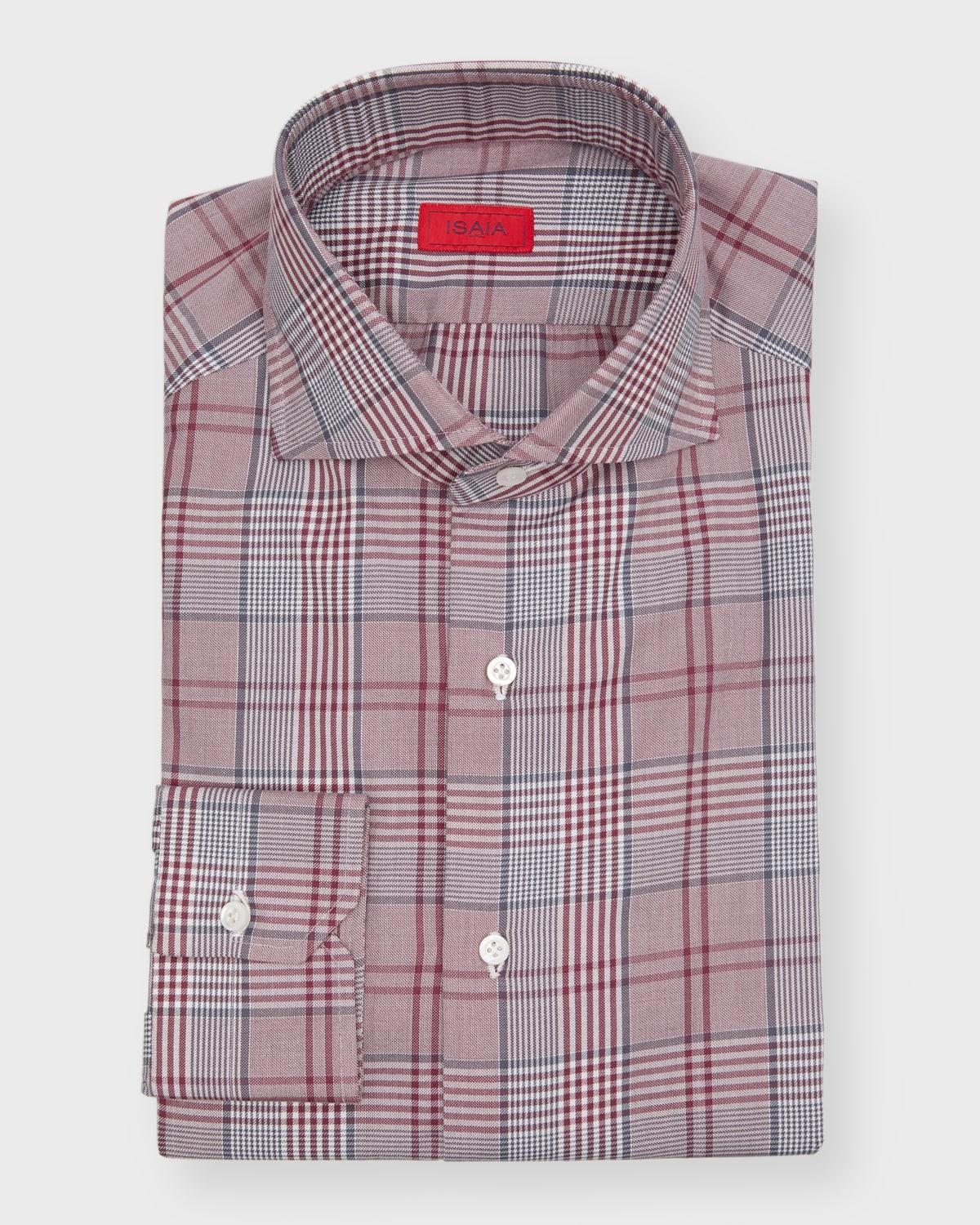 Mens Cotton Plaid Dress Shirt Product Image