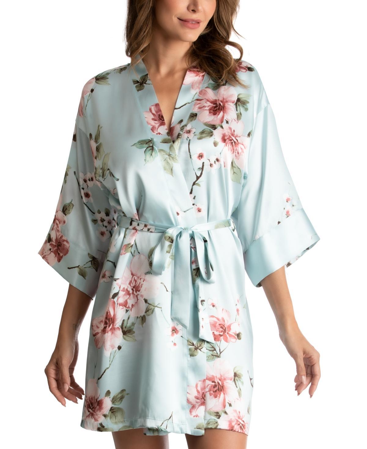 Linea Donatella Floral-Print Satin Wrap Robe Product Image