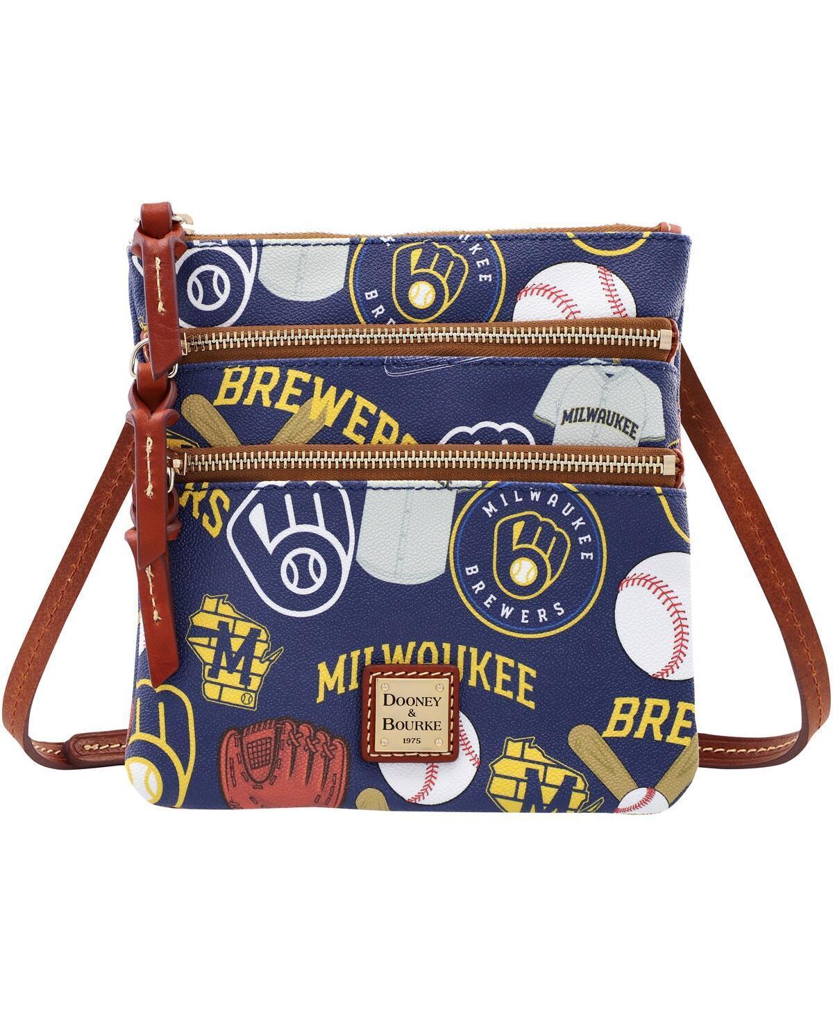 Womens Dooney & Bourke Milwaukee Brewers Game Day Triple Zip Crossbody Purse Product Image