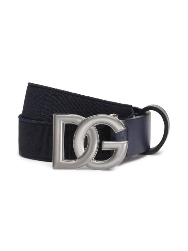 Logo-buckle Leather Belt In Blue Product Image