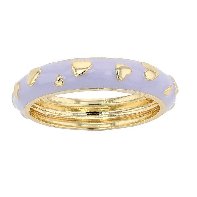 14k Gold Over Silver Enamel Heart Stacking Band, Womens Purple Product Image