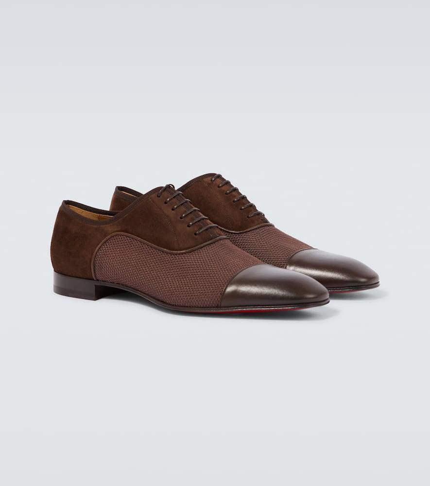 CHRISTIAN LOUBOUTIN Men's Ac Greggo Textile And Leather Oxfords In Brown Product Image