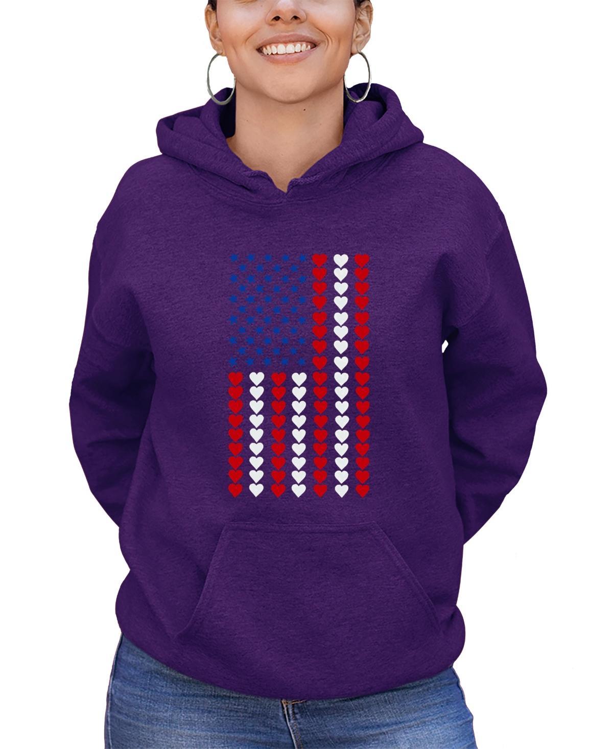 La Pop Art Womens Word Art Heart Flag Hooded Sweatshirt Product Image