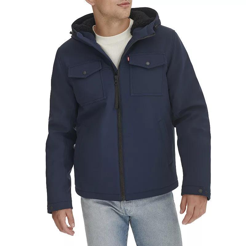 Mens Levis Soft Shell Sherpa Lined Hooded Storm Coat Product Image