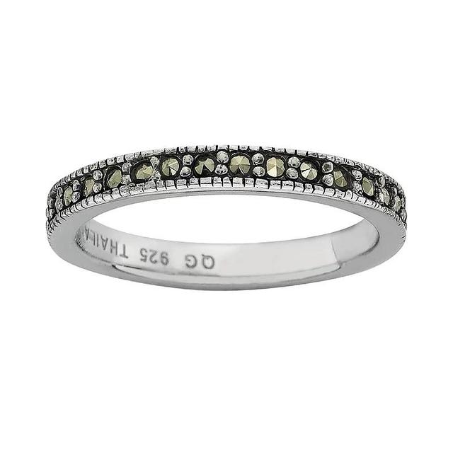 Stacks & Stones Sterling Silver Marcasite Stack Ring, Womens Black Product Image