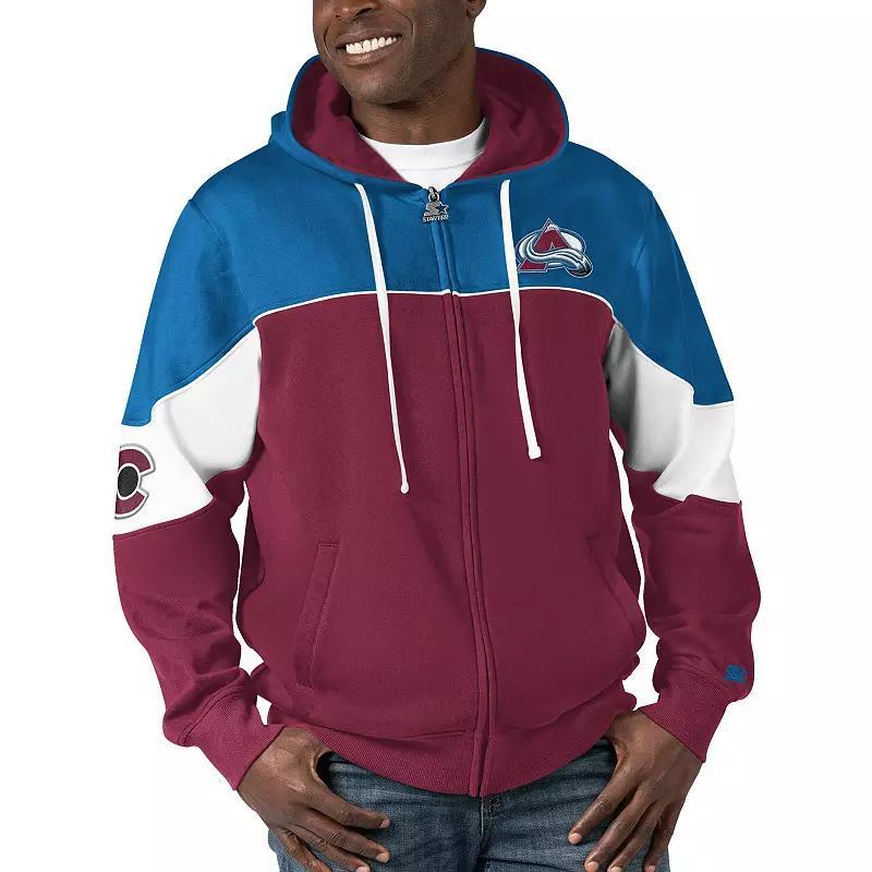 Mens Starter Blue/Red New York Rangers Power Forward Full-Zip Hoodie Product Image