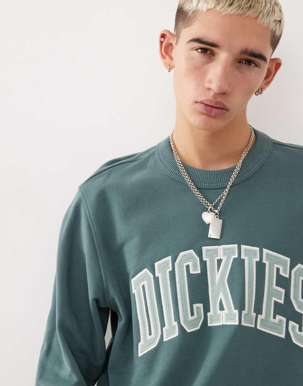 Dickies Aitkin varsity sweatshirt in forest green Product Image