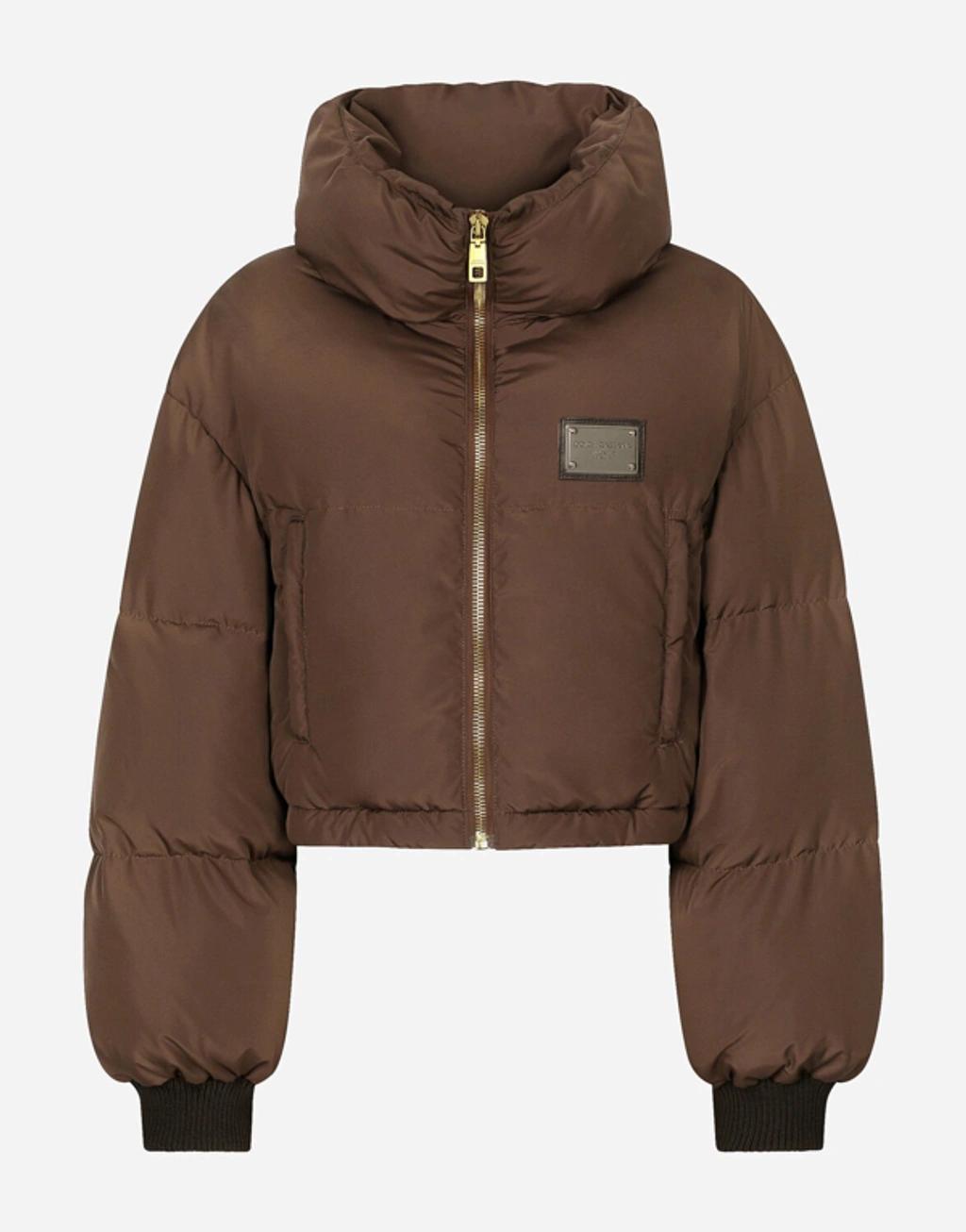 Short Padded Nylon Jacket With Logo Tag In M1213 Product Image