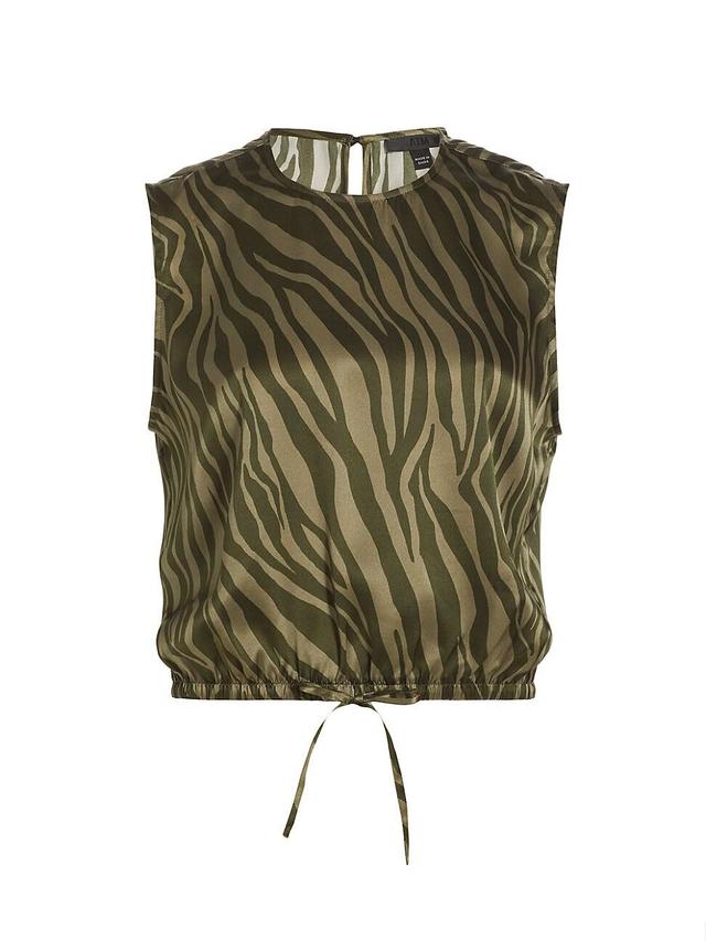 Womens Zebra Silk Sleeveless Top Product Image