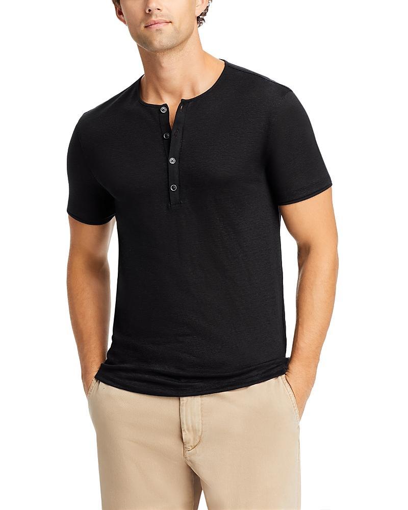 John Varvatos Regular Fit Short Sleeve Linen Henley Product Image