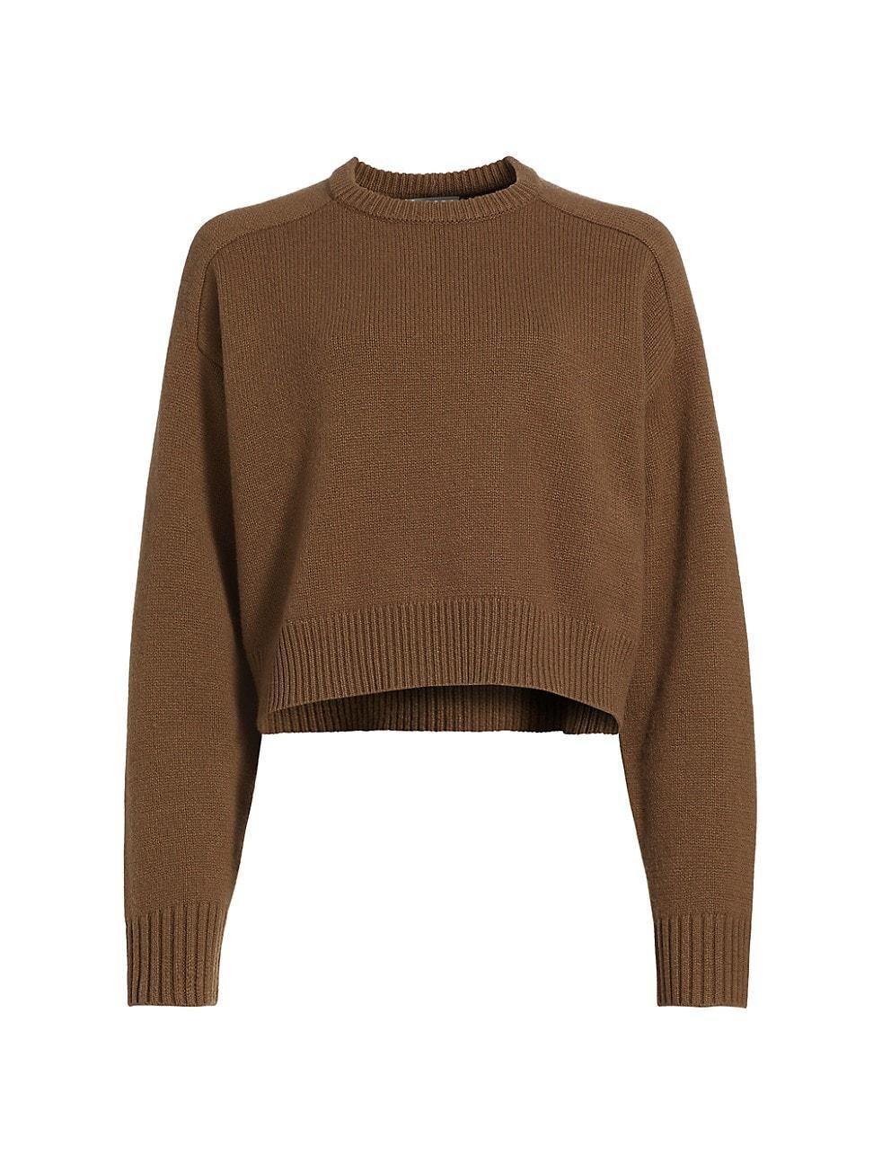 Womens Crewneck Wool & Cashmere Cropped Sweater Product Image