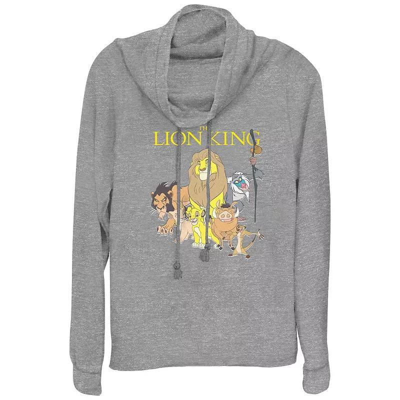 Disneys The Lion King Group Poster Womens Cowlneck Graphic Lightweight Long Sleeve Gray Grey Product Image