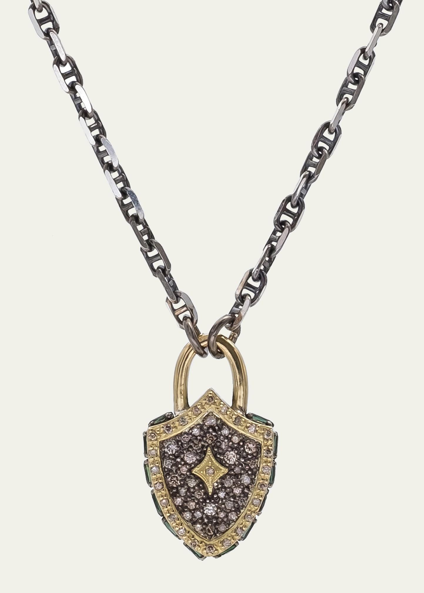 Old World Diamond Shield Pendant Necklace Product Image