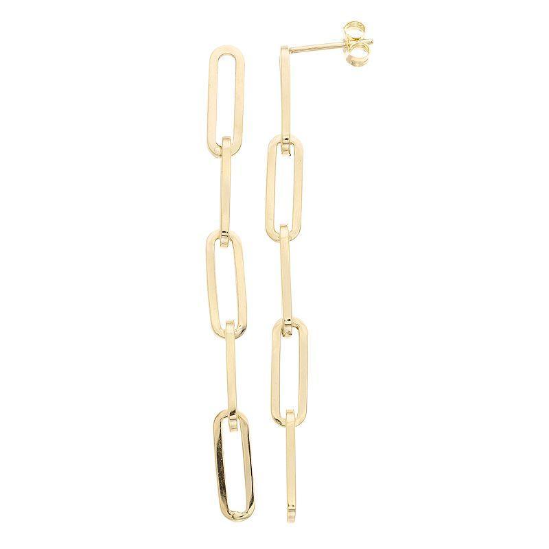 Au Naturale 14k Gold Paper Clip Chain Drop Earrings, Womens, Yellow Product Image