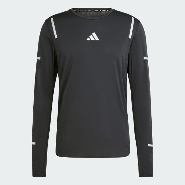 adidas Ultimate Running Reflective Long Sleeve Tee Silver Green S Mens Product Image