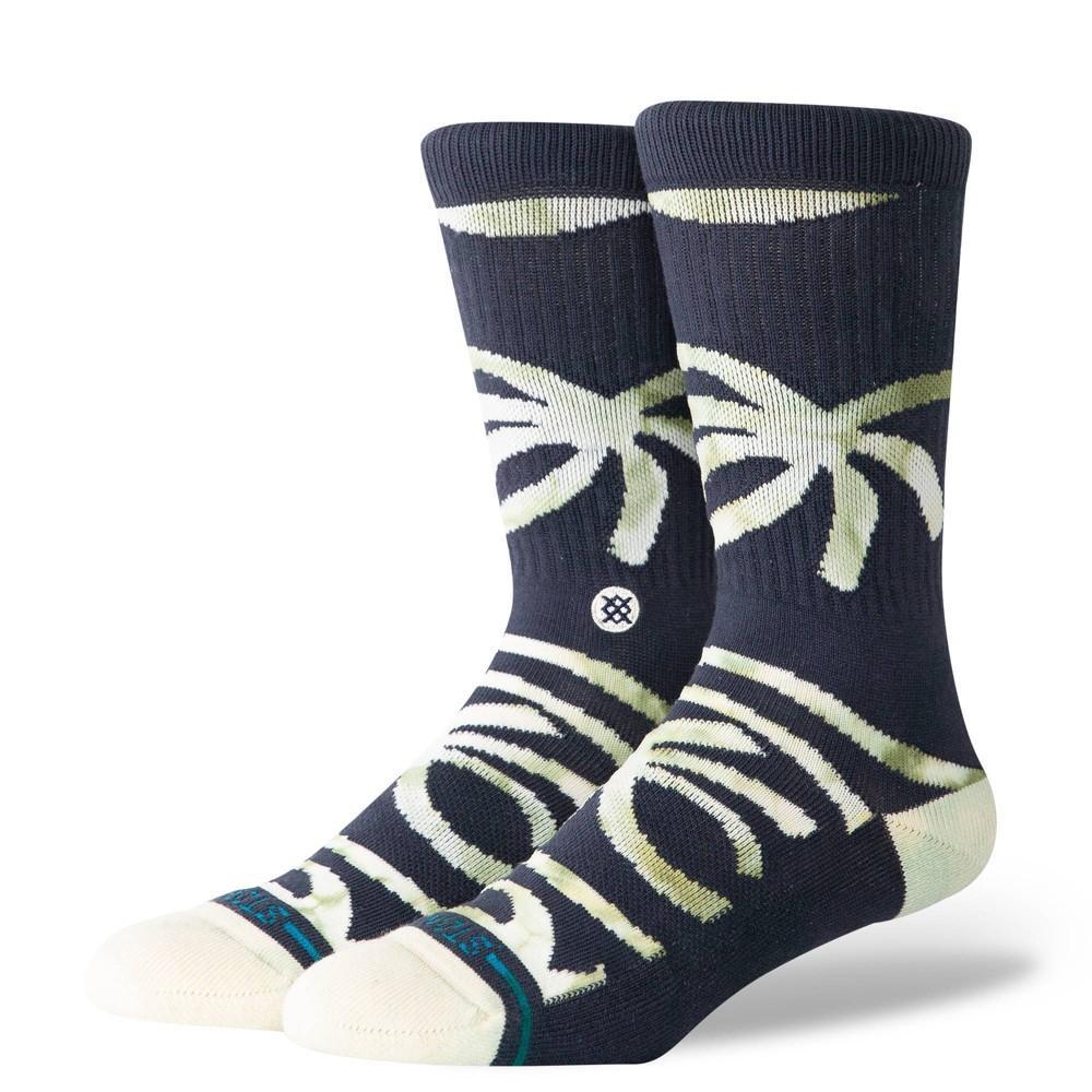 STANCE x WADE Mens Palm Twist Tie-Dye Crew Socks - Navy Blue 6-12 Product Image