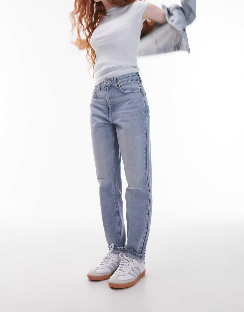 Topshop Original high rise Mom jeans in bleach Product Image