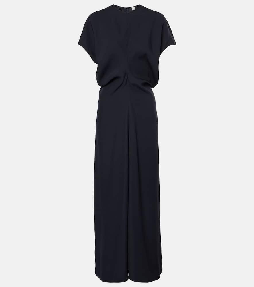 Draped Crepe Maxi Dress In Blue Product Image