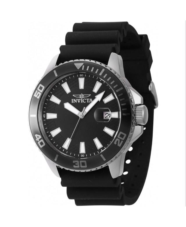 Invicta Mens 46087 Pro Diver Quartz 3 Hand Black Dial Watch - Black Product Image