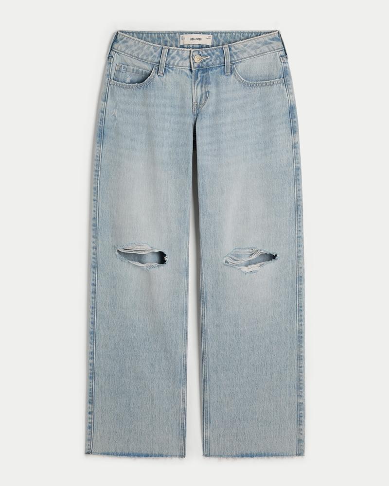 Ultra Low-Rise Ripped Light Wash Baggy Jeans Product Image