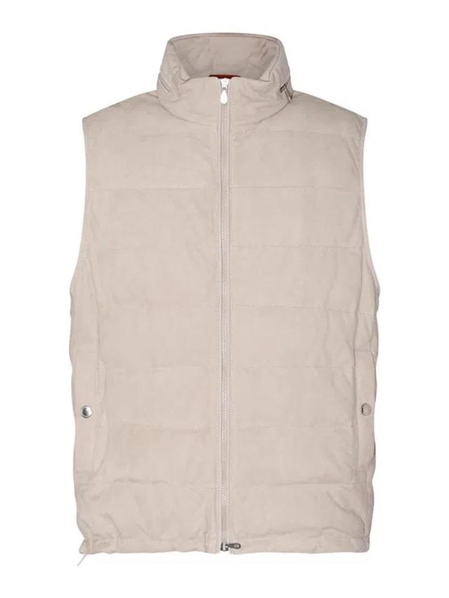 Beige Leather Jacket Product Image