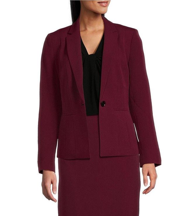 Kasper Stretch Crepe Panel Seamed Notch Collar 1-Button Blazer Product Image