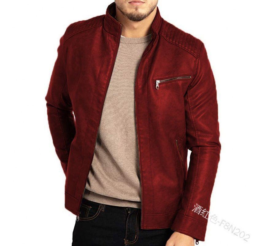 Plain Faux Leather Jacket Product Image