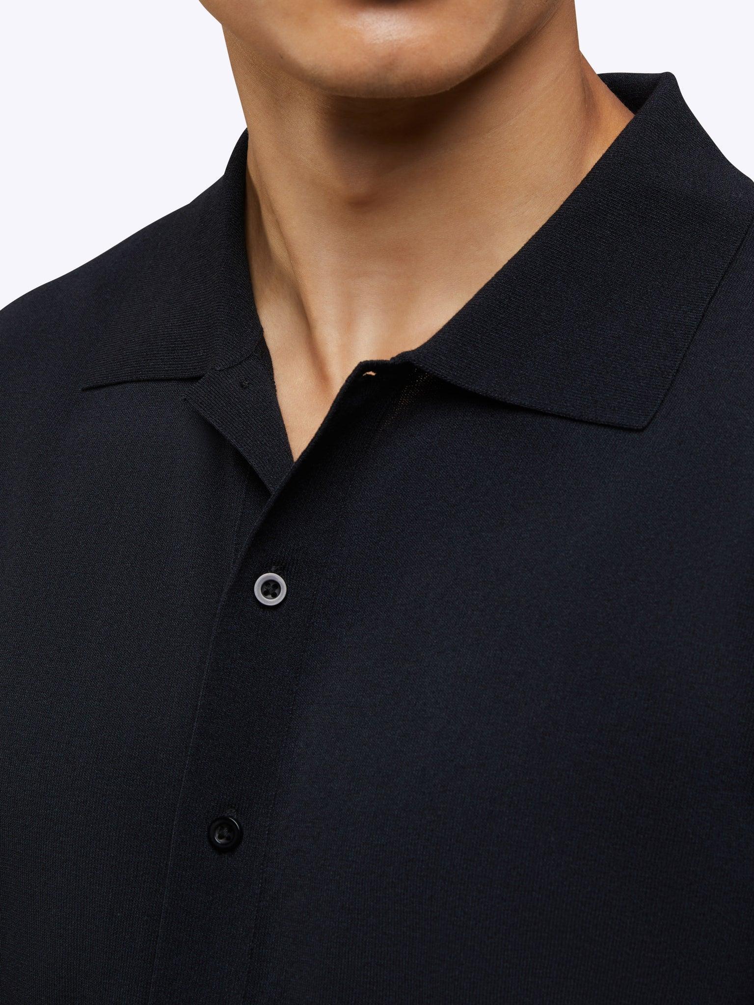 Riviera Knit Button Up | Black Signature-Fit Product Image