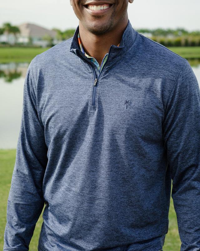 The Pacific Chill - Heathered Navy Quarter Zip Pullover Product Image