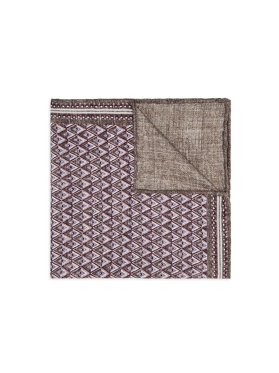 Mens Silk Pocket Square with Geometric Design Product Image