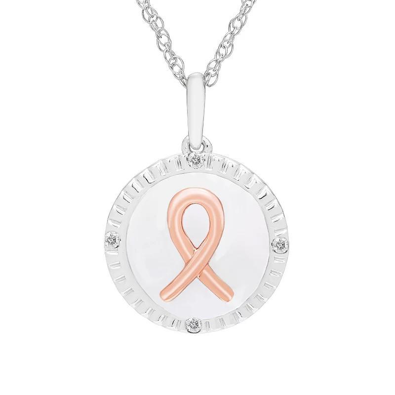 Boston Bay Diamonds Two-Tone 14k Rose Gold Over Silver Diamond Accent Breast Cancer Awareness Pendant Necklace, Womens Two Tone Product Image